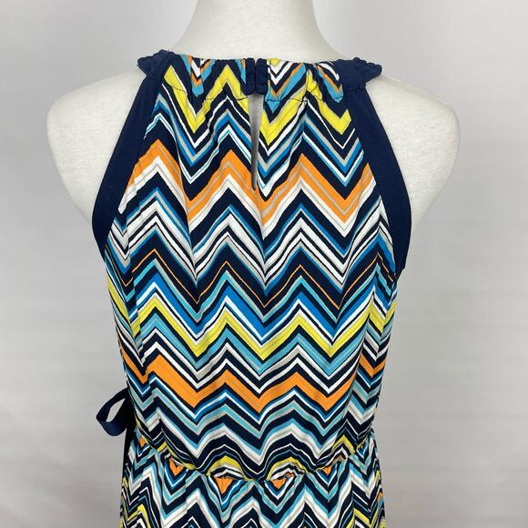 Apt. 9 | NWT Colorful Chevron Print Halter Neck Faux Wrap Stretch Knit Dress - Picture 3 of 10
